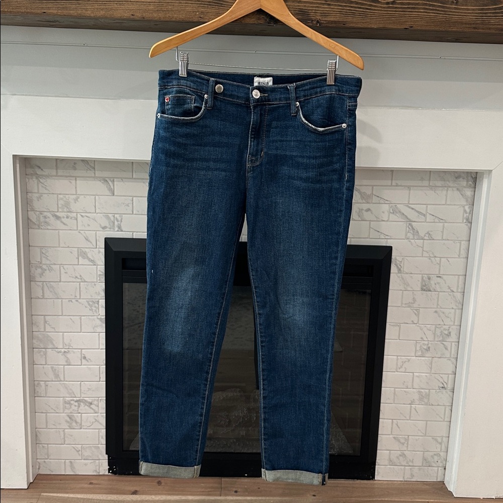 Hudson Natalie Midrise Slim Boyfriend Jeans in Dark Blue